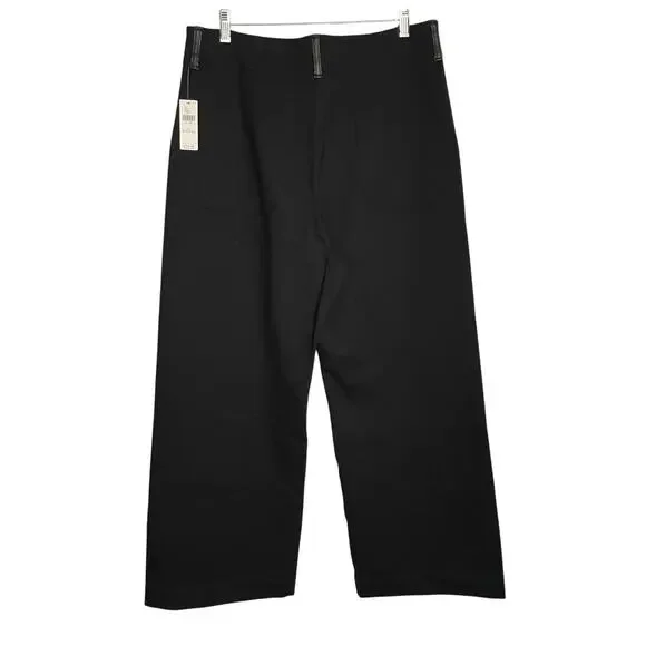 Maeve Colette Pants Womens 33T Black Cropped Wide Leg Merrick White NWT $130 - Picture 3 of 11